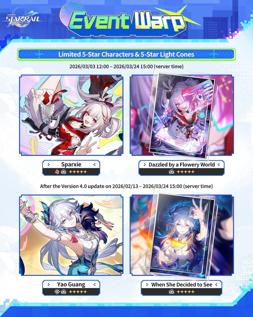 Honkai: Star Rail V4.0 Phase II: Sparxie, Yao Guang & Banner Reruns